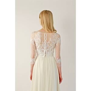 NWT Leanne Marshall Silk Chiffon Wedding Dress with Lace Topper
